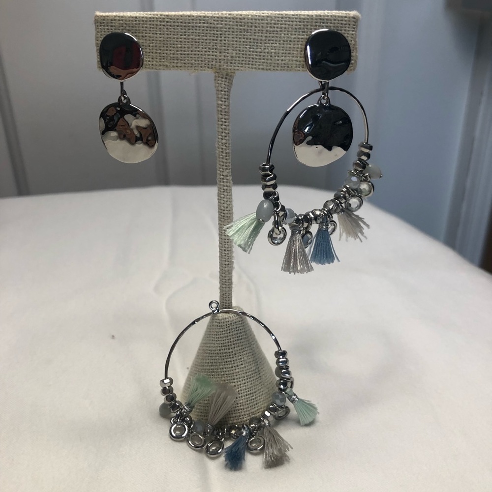 Stella&Dot Metal Bubble Convertible earrings. Wear with it without loop.